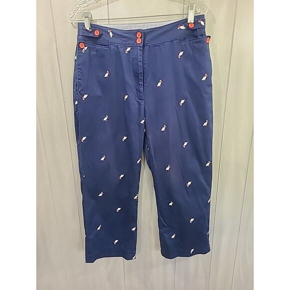 TOMMY HILFIGER Golf Crop Pants Blue Orange Pelican Embroidered Bird Capri 8 - Picture 1 of 9